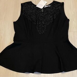 NWT Avantlook Lace Front Top Peplum Blouse Sleeveless Woman’s Size 3X